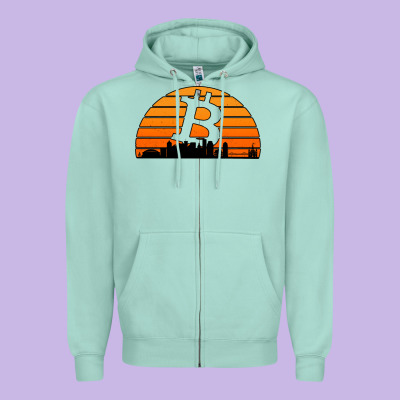 Bitcoin New Orleans Retro Sunset Zipper Hoodie Designed By Jasminsmagicworld