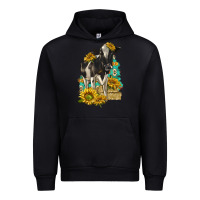 Black Sunflowers Cow Urban Hoodie - texasbilliewilder