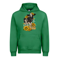 Emerald Sunflowers Cow Urban Hoodie - texasbilliewilder