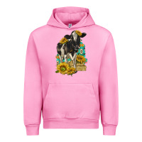 Fuchsia Pink Sunflowers Cow Urban Hoodie - texasbilliewilder