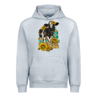 Heather Grey Sunflowers Cow Urban Hoodie - texasbilliewilder