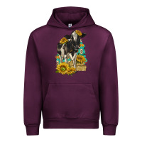 Mauve Wine Sunflowers Cow Urban Hoodie - texasbilliewilder