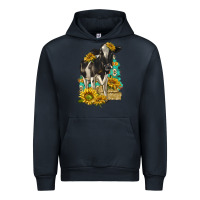 Navy Sunflowers Cow Urban Hoodie - texasbilliewilder