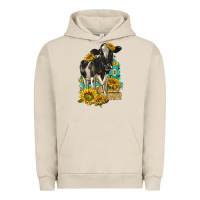 Pigment French Oak Sunflowers Cow Urban Hoodie - texasbilliewilder