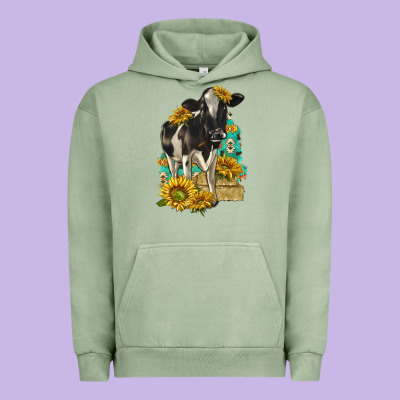 Sunflowers Cow Urban Hoodie Designed By Texasbilliewilder