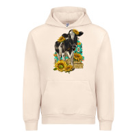 Sandshell Sunflowers Cow Urban Hoodie - texasbilliewilder