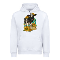 White Sunflowers Cow Urban Hoodie - texasbilliewilder