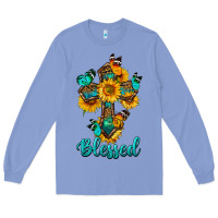 Colony Blue cross with butterfly blessed Long Sleeve Tee - BundleAndBundleShop