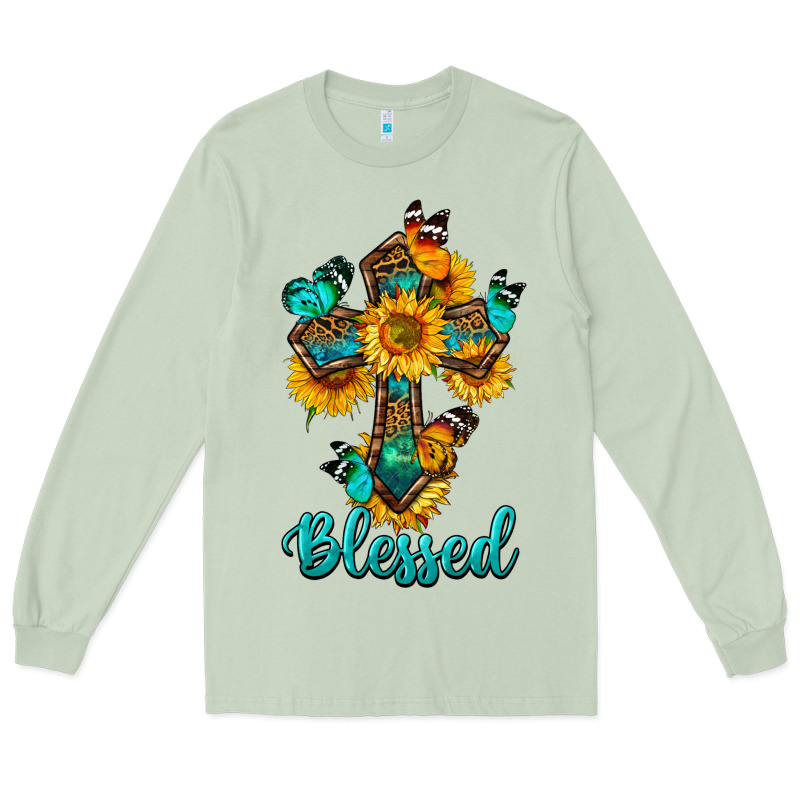 Cross With Butterfly Blessed Long Sleeve Tee by BundleAndBundleShop | Teevron
