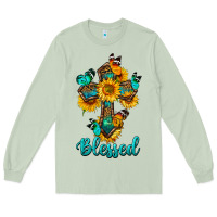 Matcha cross with butterfly blessed Long Sleeve Tee - BundleAndBundleShop