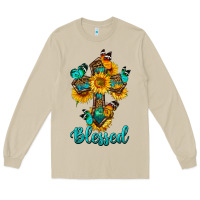 Mushroom cross with butterfly blessed Long Sleeve Tee - BundleAndBundleShop