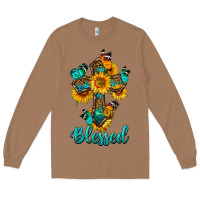 Toasted Coconut cross with butterfly blessed Long Sleeve Tee - BundleAndBundleShop