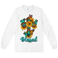 White cross with butterfly blessed Long Sleeve Tee - BundleAndBundleShop