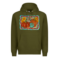 Army Green pumpkin sunflower Premium Hoodie - AdoDesignShop