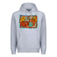 Heather Grey pumpkin sunflower Premium Hoodie - AdoDesignShop