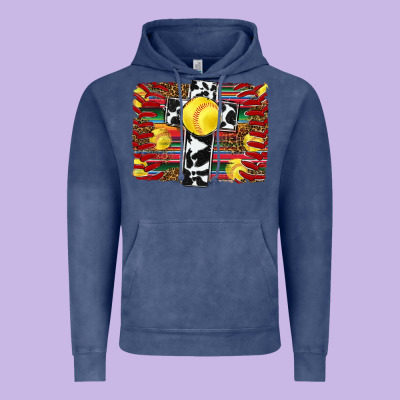 Softball Cross Serape Leopard Background Vintage Hoodie Designed By Ranaportraitstore