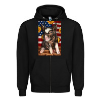 Black Western American Pig Zipper Hoodie - LillyAllenDesigns