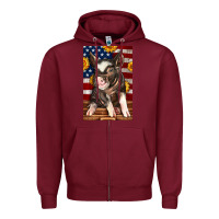 Burgundy Western American Pig Zipper Hoodie - LillyAllenDesigns