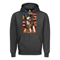 Charcoal Heather Western American Pig Zipper Hoodie - LillyAllenDesigns