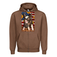 Chestnut Western American Pig Zipper Hoodie - LillyAllenDesigns