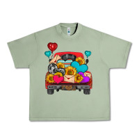 Oil Green western truck with heart Urban Heavy Tee - HRA Design Shop