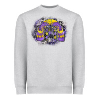 Heather Grey halloween rainbow Heavyweight Sweatshirt - CowhideDigitalArt