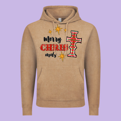 Merry Christmas Cross Vintage Hoodie Designed By Ranaportraitstore