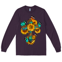 Plum cross with butterfly Long Sleeve Tee - BundleAndBundleShop