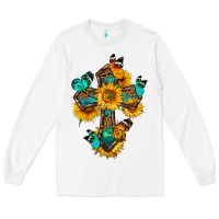 White cross with butterfly Long Sleeve Tee - BundleAndBundleShop