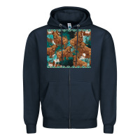 Navy turquoises gemstones cowhide highlands cow Zipper Hoodie - BarkalooDesign