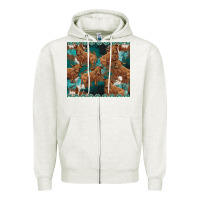 Oatmeal Heather turquoises gemstones cowhide highlands cow Zipper Hoodie - BarkalooDesign