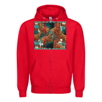 Red turquoises gemstones cowhide highlands cow Zipper Hoodie - BarkalooDesign