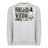 Heather Grey halloween vibes Heavyweight Sweatshirt - CowhideDigitalArt