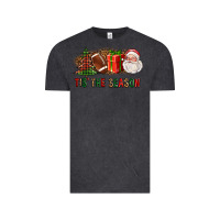 Vintage Black Tis The Season Christmas With Football And Santa Vintage Tee - FaDigitalArtStudio
