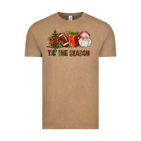 Vintage Coffee Tis The Season Christmas With Football And Santa Vintage Tee - FaDigitalArtStudio