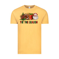 Vintage Mustard Tis The Season Christmas With Football And Santa Vintage Tee - FaDigitalArtStudio