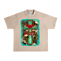 French Oak cross faith background Urban Heavy Tee - BarkalooDesign