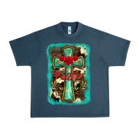 Midnight Navy cross faith background Urban Heavy Tee - BarkalooDesign