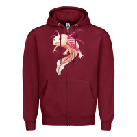 Burgundy axolotl Zipper Hoodie - Jasminsmagicworld