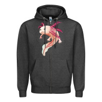 Charcoal Heather axolotl Zipper Hoodie - Jasminsmagicworld