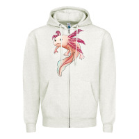 Oatmeal Heather axolotl Zipper Hoodie - Jasminsmagicworld