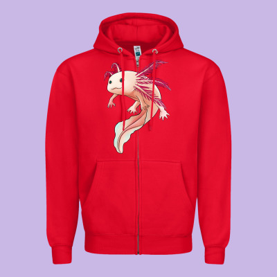 Axolotl Zipper Hoodie Designed By Jasminsmagicworld