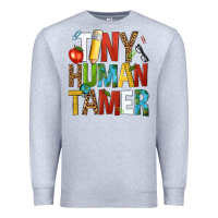 Heather Grey tiny human tamer Premium Sweatshirt - NancyCooperArtShop