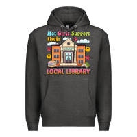 Charcoal Heather hot girls support their local library Premium Hoodie - Artiststas