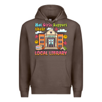 Coffee hot girls support their local library Premium Hoodie - Artiststas
