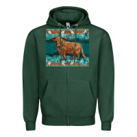 Sports Green turquoises gemstones cowhide highland cow Zipper Hoodie - BarkalooDesign