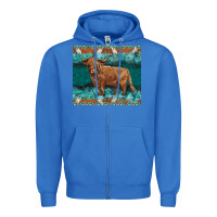 True Royal turquoises gemstones cowhide highland cow Zipper Hoodie - BarkalooDesign