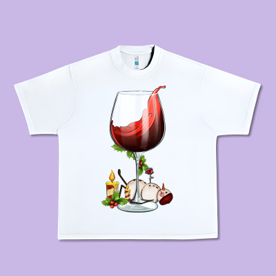 Christmas Wine Glass Urban Heavy Tee Designed By Fadigitalartstudio