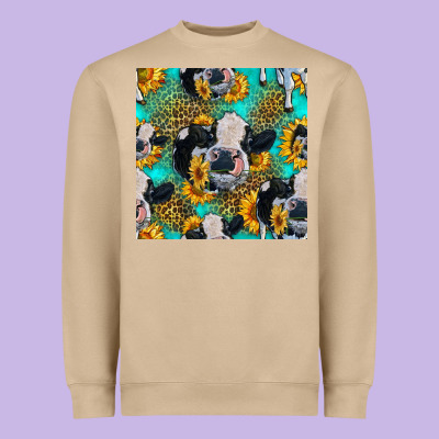 Holstein Cow Seamless Pattern Heavyweight Sweatshirt Designed By Hra Design Shop