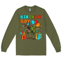 Army Green birthday boy t rex Long Sleeve Tee - Artiststas